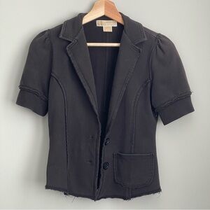 Michael Kors Black Distressed Sweatshirt Jacket Blazer XS